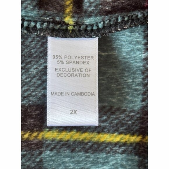 Cuddl Duds Women’s 2X Plaid Red Blue Plaid Plush Pj Top Loungewear Cozy Winter - Picture 7 of 10